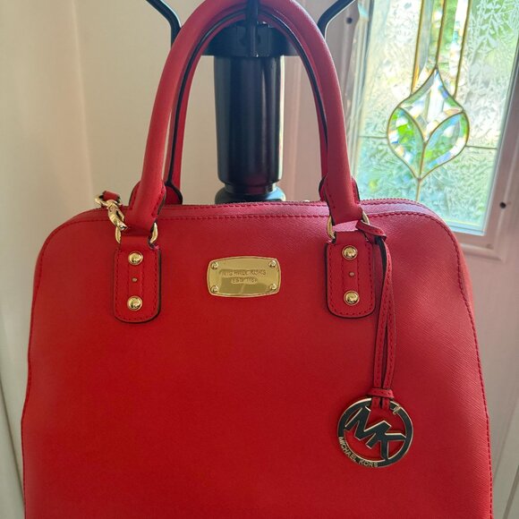 Michael Kors Handbags - Michael Kors Red/Orange Satchel with Gold Accents